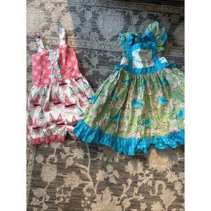 Eleanor Rose Romper and Dress Bundle Sailboat Gracie 1004 Boutique Girl Size 6-7